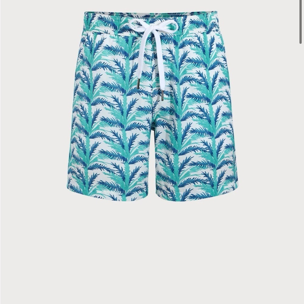 Berlook Men's Blue Palm Print Swim Shorts
